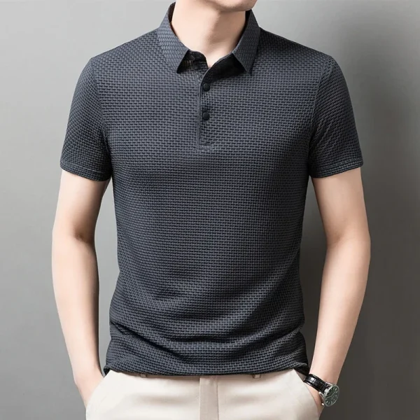 Men's Short Sleeve Casual Breathable Knit Polo Shirt