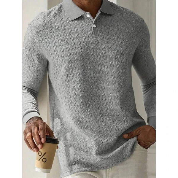 Men's Long Sleeve Casual Polo Shirt