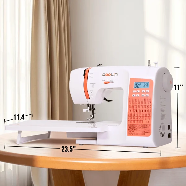 POOLIN EOC02 Computerized Sewing Machine, 200 Built-in Stitches & Portable Handle