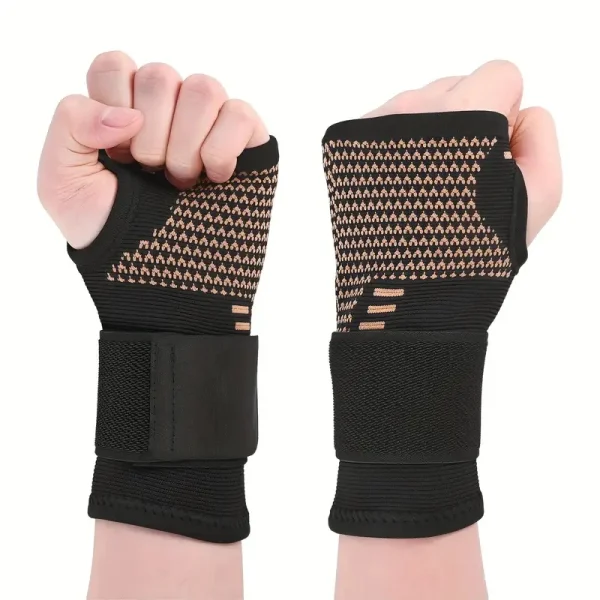2-Pack Copper-Infused Wrist Support Gloves with Adjustable Compression
