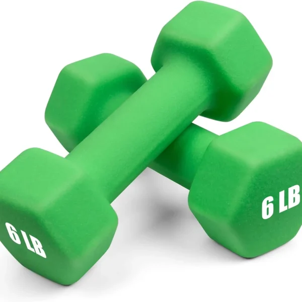 6 lb Neoprene Dumbbell Set – Pair of Comfortable, Non-Slip Hex Dumbbells